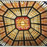 Color photograph of synagogue ceiling