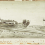 Illustration of the Amherst College campus in 1821