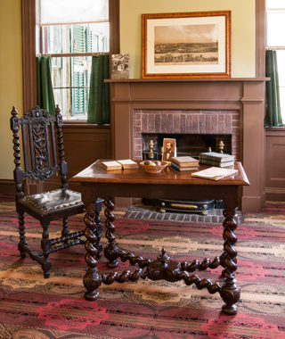 the inside of the homestead library