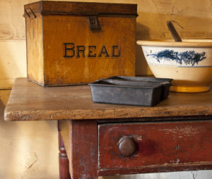 Bread pan and box from Evergreens kitchen