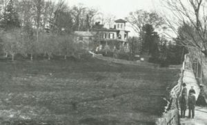 looking east down Main Street toward The Evergreens in the 1860s.