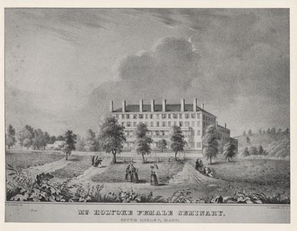 An artist's rendering of Mount Holyoke Women's seminary