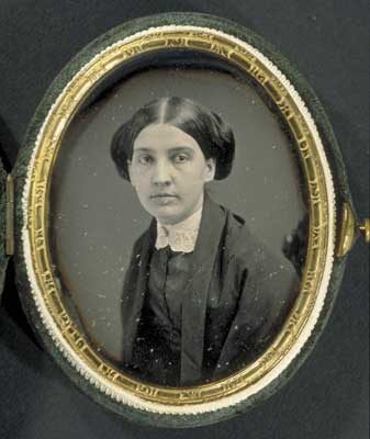 Black and white photograph of a young Susan Dickinson