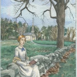 Postcard of Emily Dickinson inspired watercolor painting