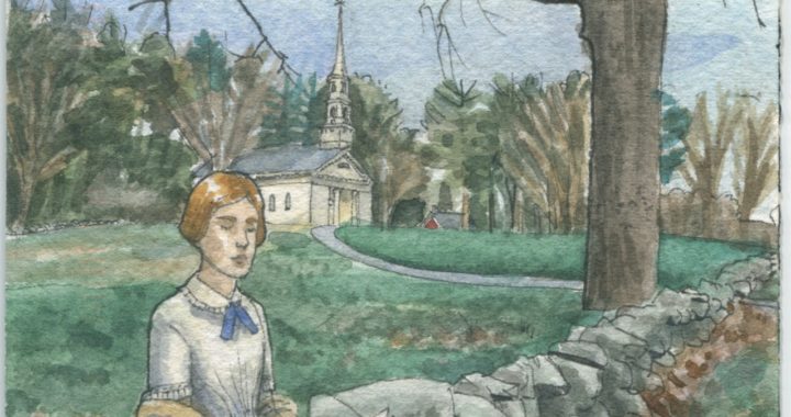 Postcard of Emily Dickinson inspired watercolor painting
