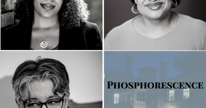 Phosphorescence graphic for April 2022 featuring headshots of poets
