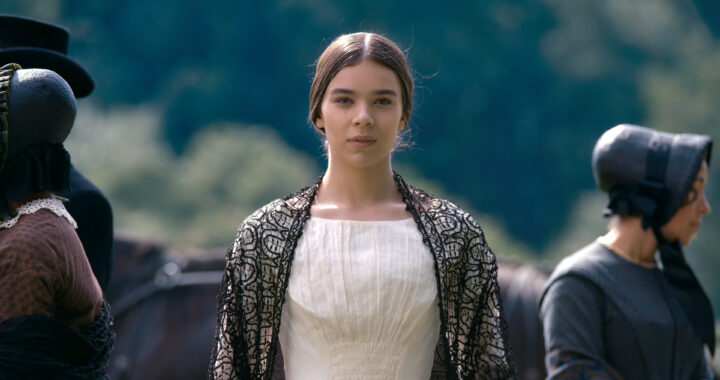 Hailee Steinfeld dressed in character as Emily Dickinson