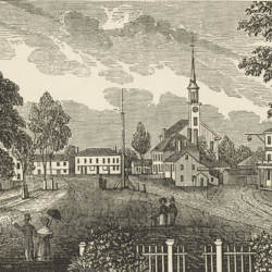Etching of Concord Massachusetts in the 1840s