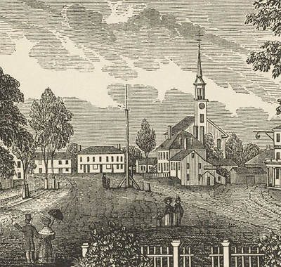 Etching of Concord Massachusetts in the 1840s