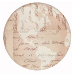 Circular image of the Earth with Emily's handwriting overlaid atop