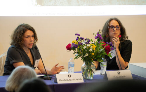 two artists presenting at a lecture