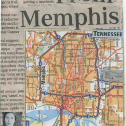 Postcard featuring collage, map of Memphis