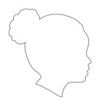 silhouette of child with a curly bun