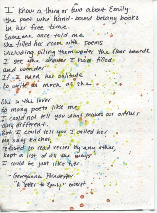 Postcard with handwritten excerpt of a poem