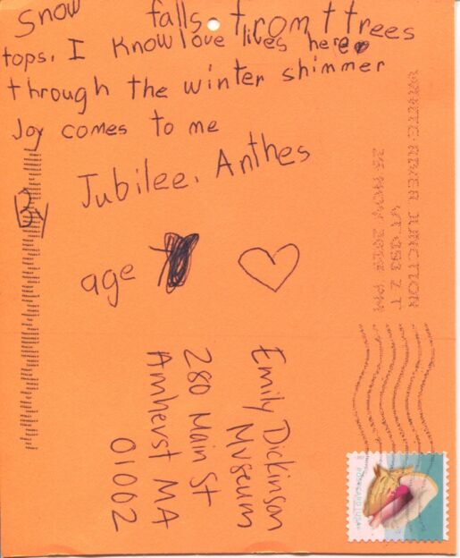 Postcard verso with handwritten inscription in black ink