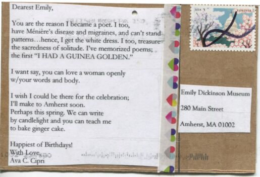 Postcard verso with typed letter