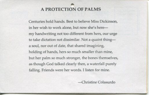 Postcard verso with typed poem.