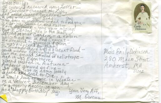 Postcard/chocolate wrapper verso with inscription in pencil