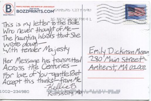 Postcard verso with handwritten verse