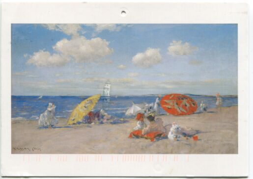 Postcard of oil on canvas depicting seaside, William Merritt Chase