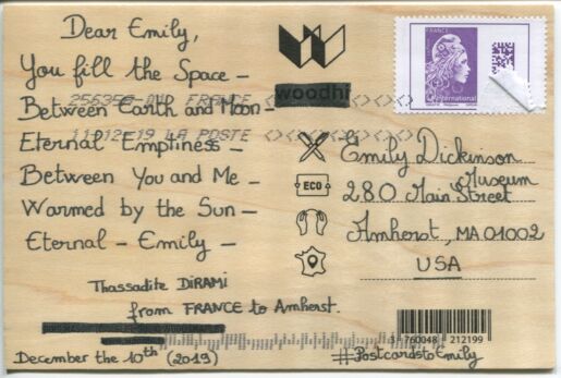 Postcard verso with inscription in black ink