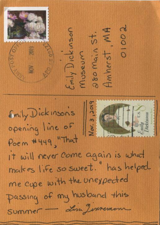 Postcard verso with inscription in black ink