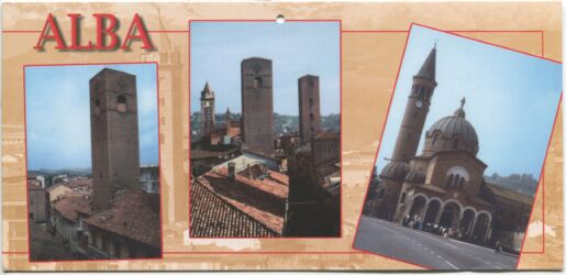 Color postcard of Alba, Italy