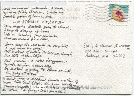 Postcard verso with inscription in black ink