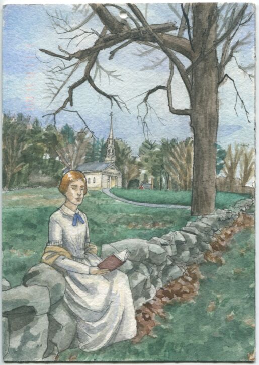 Postcard of Emily Dickinson inspired watercolor painting