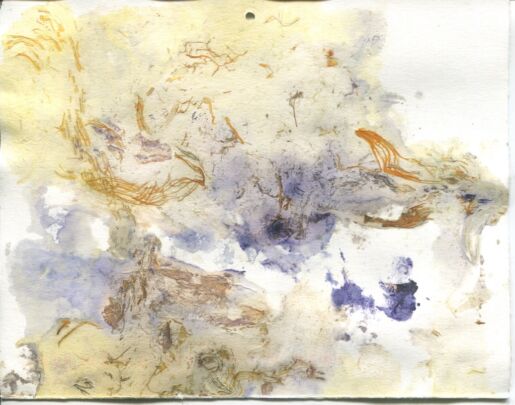 a postcard of hand-made paper with pressed flower petals.