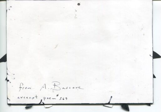 Postcard verso with signature of collage artist