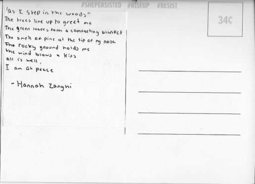 Postcard verso with handwritten inscription in black ink