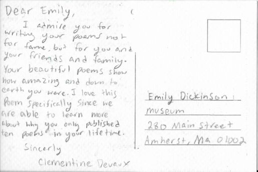Postcard verso featuring a handwritten inscription in pencil