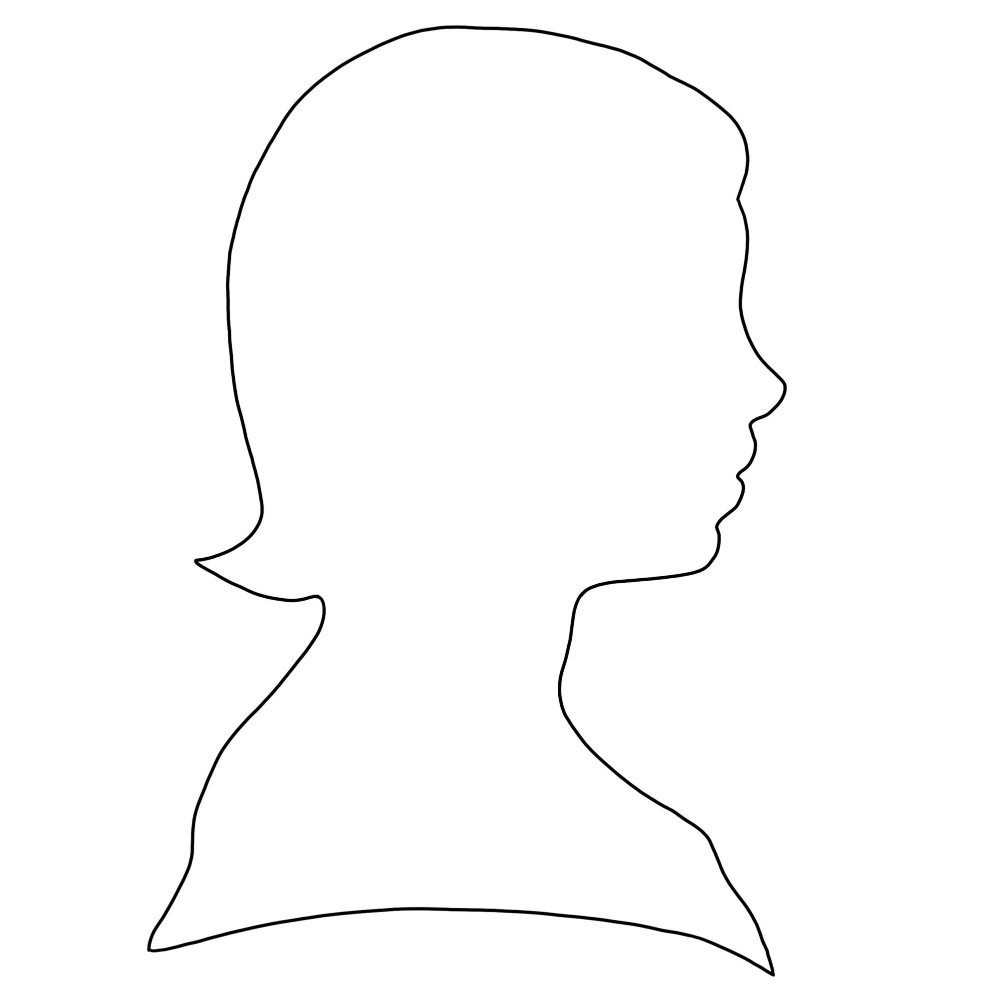 silhouette of Dickinson as a child: a girl with a bob faces right