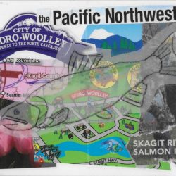 Handmade postcard with collage of images from Skagit Co, WA