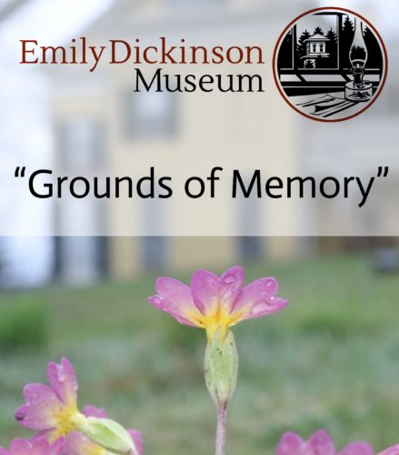 Image of a yellow house with primrose in foreground, overlaid with words "Grounds of Memory" and museum logo.